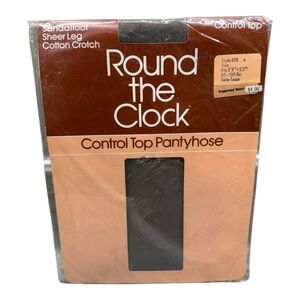 1982 Round The Clock Control Top Pantyhose Sheer Leg 470 Trim B Satin Taupe